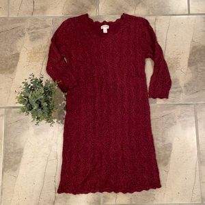 Girls burgundy sweater dress 10/12